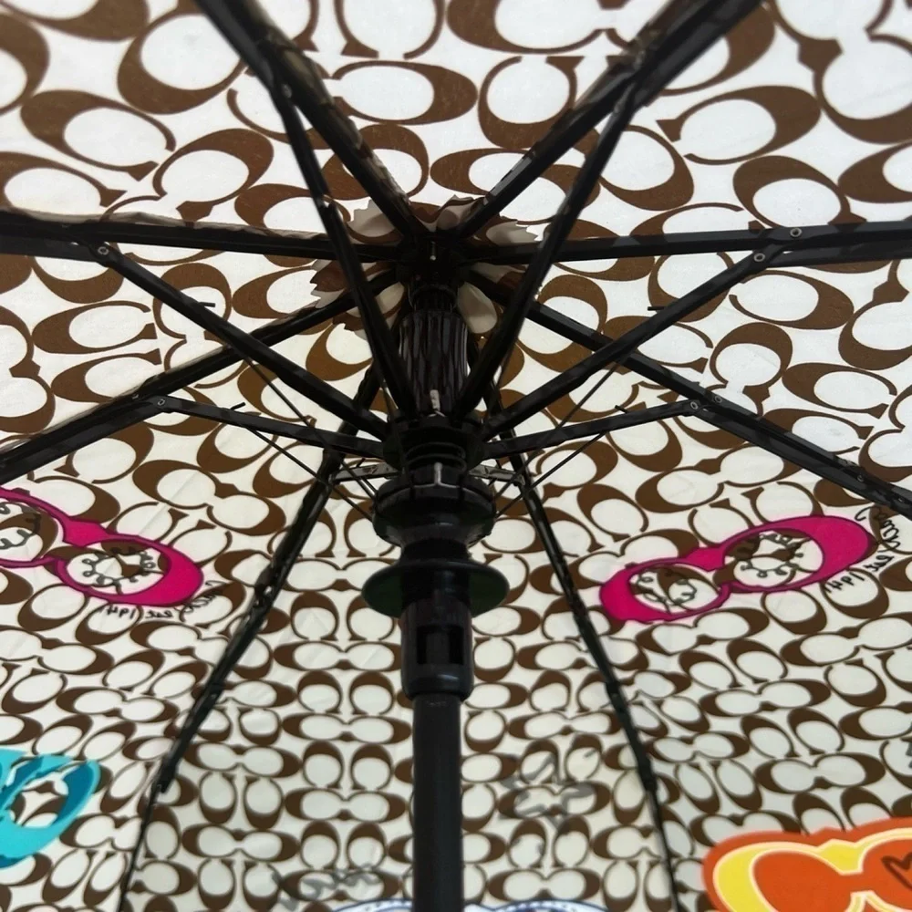 Coach Graffiti Op C Graffiti Signstire C Brown and Yellow Vintage Umbrella